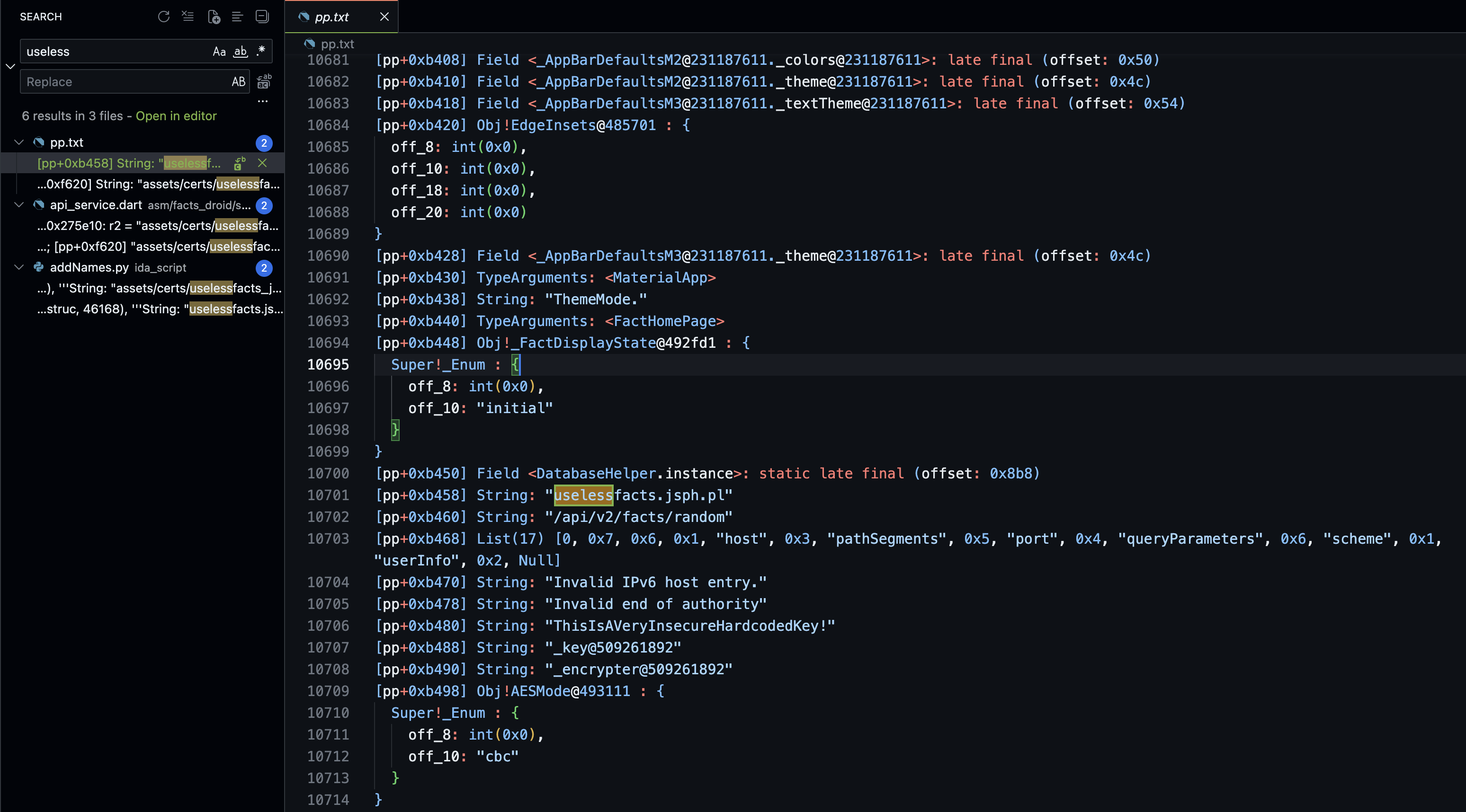 Interesting find in Blutter output for FactsDroid